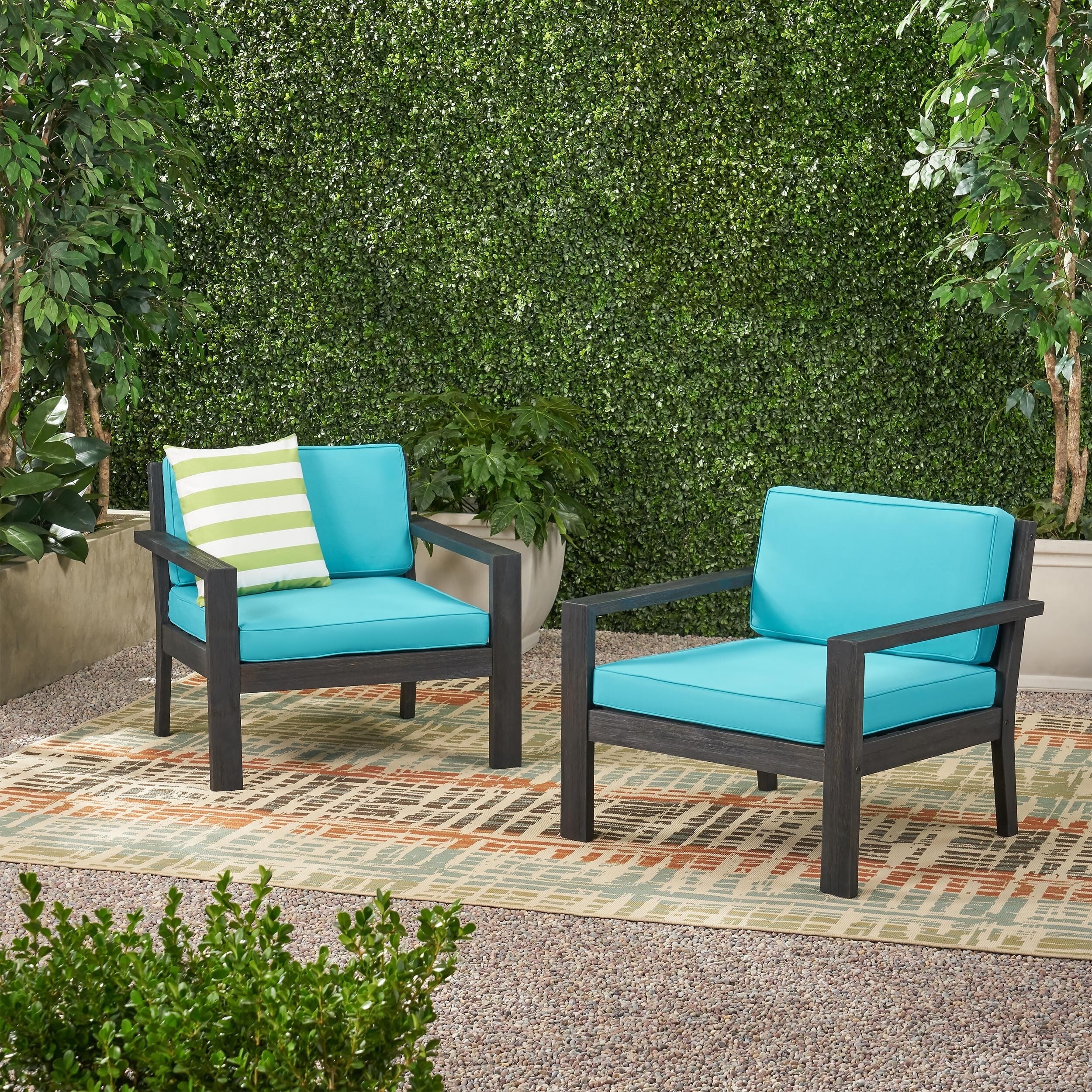 Shop Santa Ana Outdoor Acacia Wood Club Chairs With Cushions Set