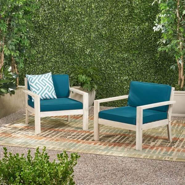 Shop Santa Ana Outdoor Acacia Wood Club Chairs With Cushions Set