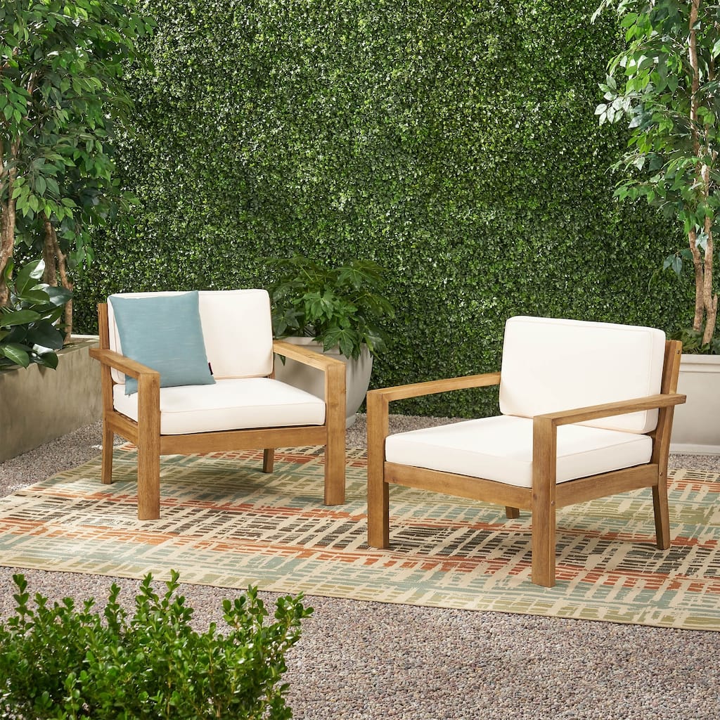 Santa Ana Outdoor Acacia Wood Club Chairs (Set of 2) by Christopher Knight Home