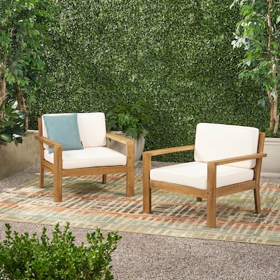 Santa Ana Outdoor Acacia Wood Club Chairs (Set of 2) by Christopher Knight Home