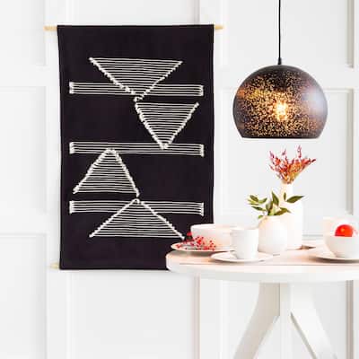 Livabliss Xavier Hand-Embroidered Geometric Tapestry - 24" x 36"
