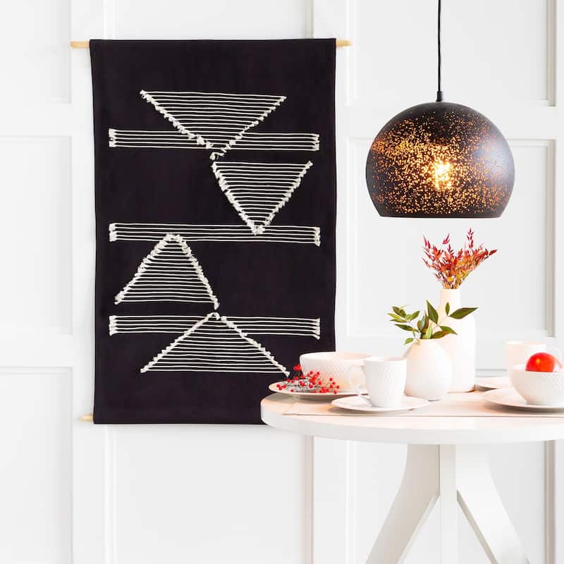 Livabliss Xavier Hand-Embroidered Geometric Tapestry - 24" x 36"