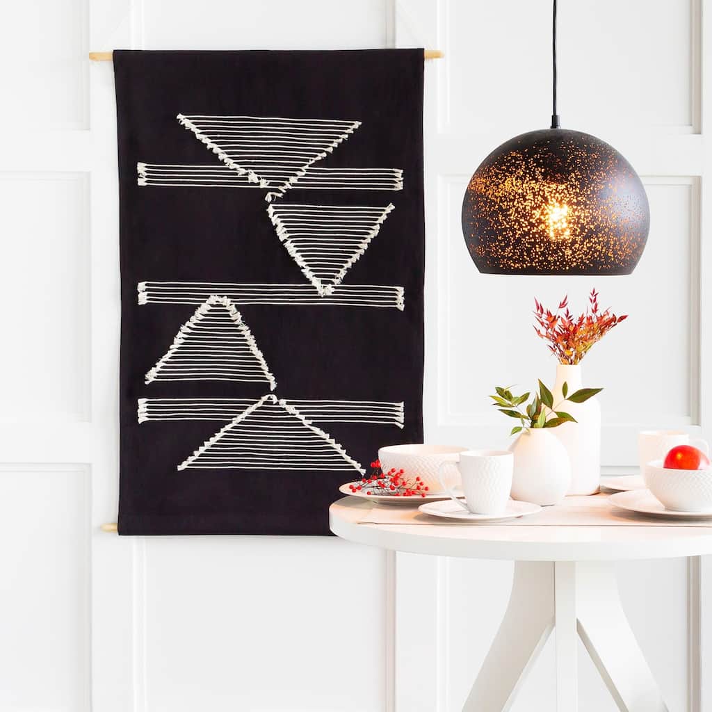 Livabliss Xavier Hand-Embroidered Geometric Tapestry - 24" x 36"