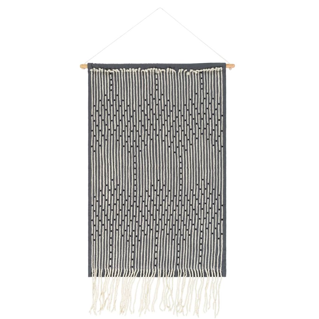 Livabliss Lauretta Hand-Embroidered Fringed Tapestry - 24" x 36"