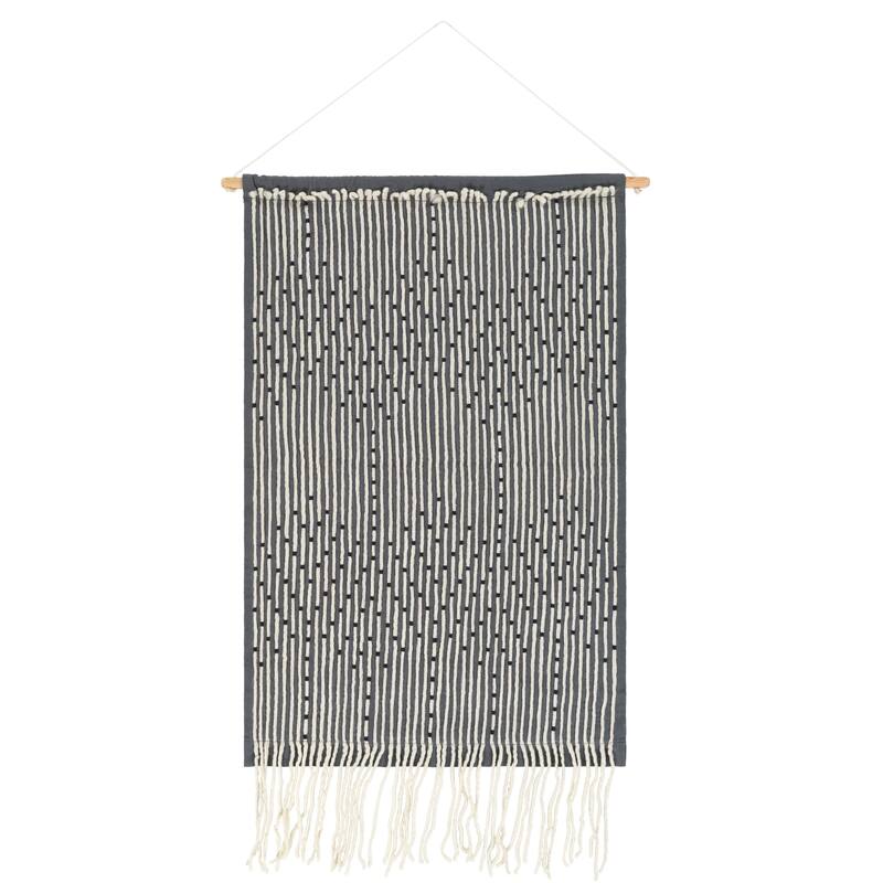 Livabliss Lauretta Hand-Embroidered Fringed Tapestry - 24" x 36"