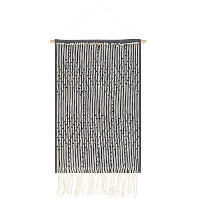 Livabliss Lauretta Hand-Embroidered Fringed Tapestry - 24" x 36"