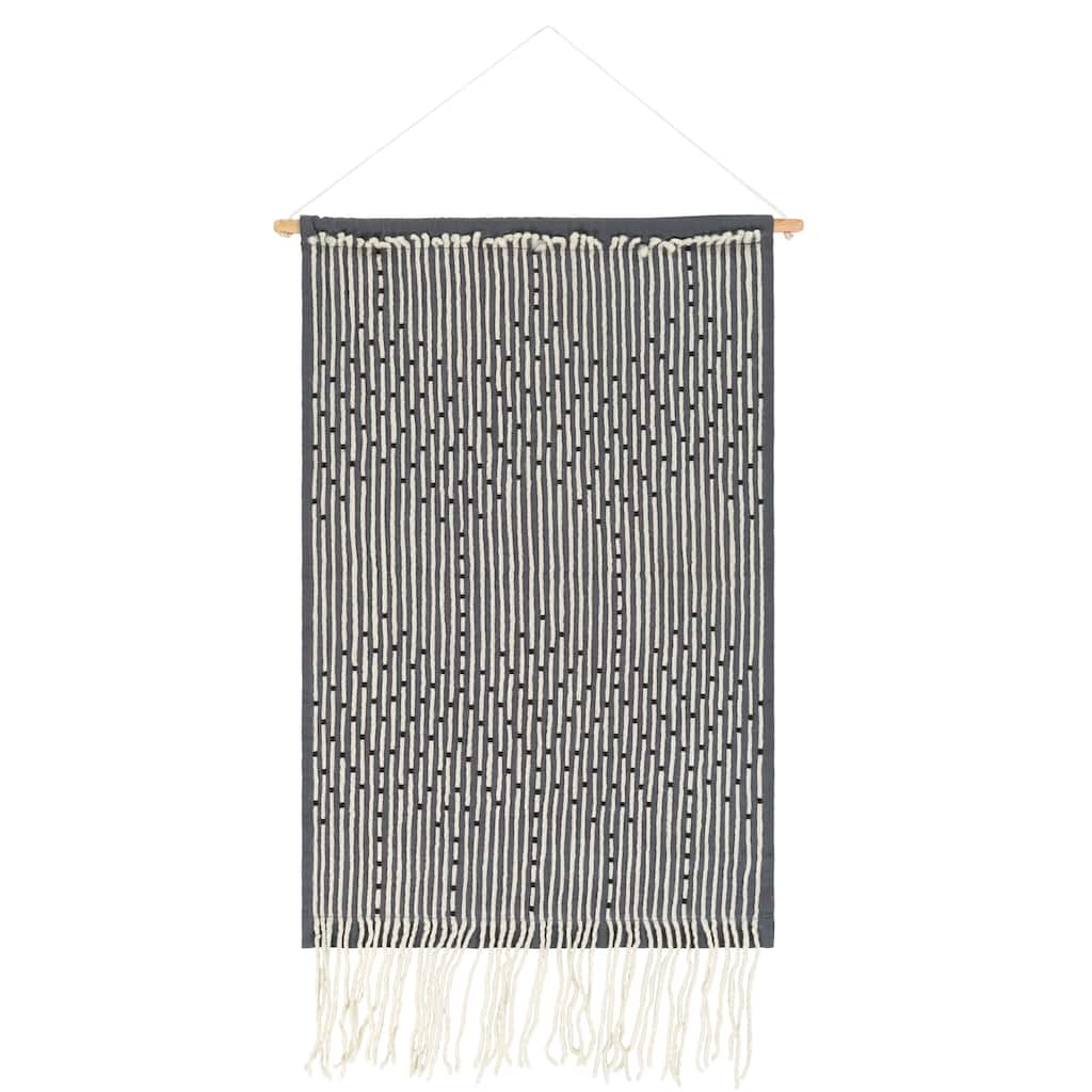 Livabliss Lauretta Hand-Embroidered Fringed Tapestry - 24" x 36"