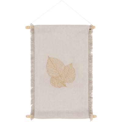 Artistic Weavers Akiha Embroidered Leaf Woven Linen Blend Tapestry