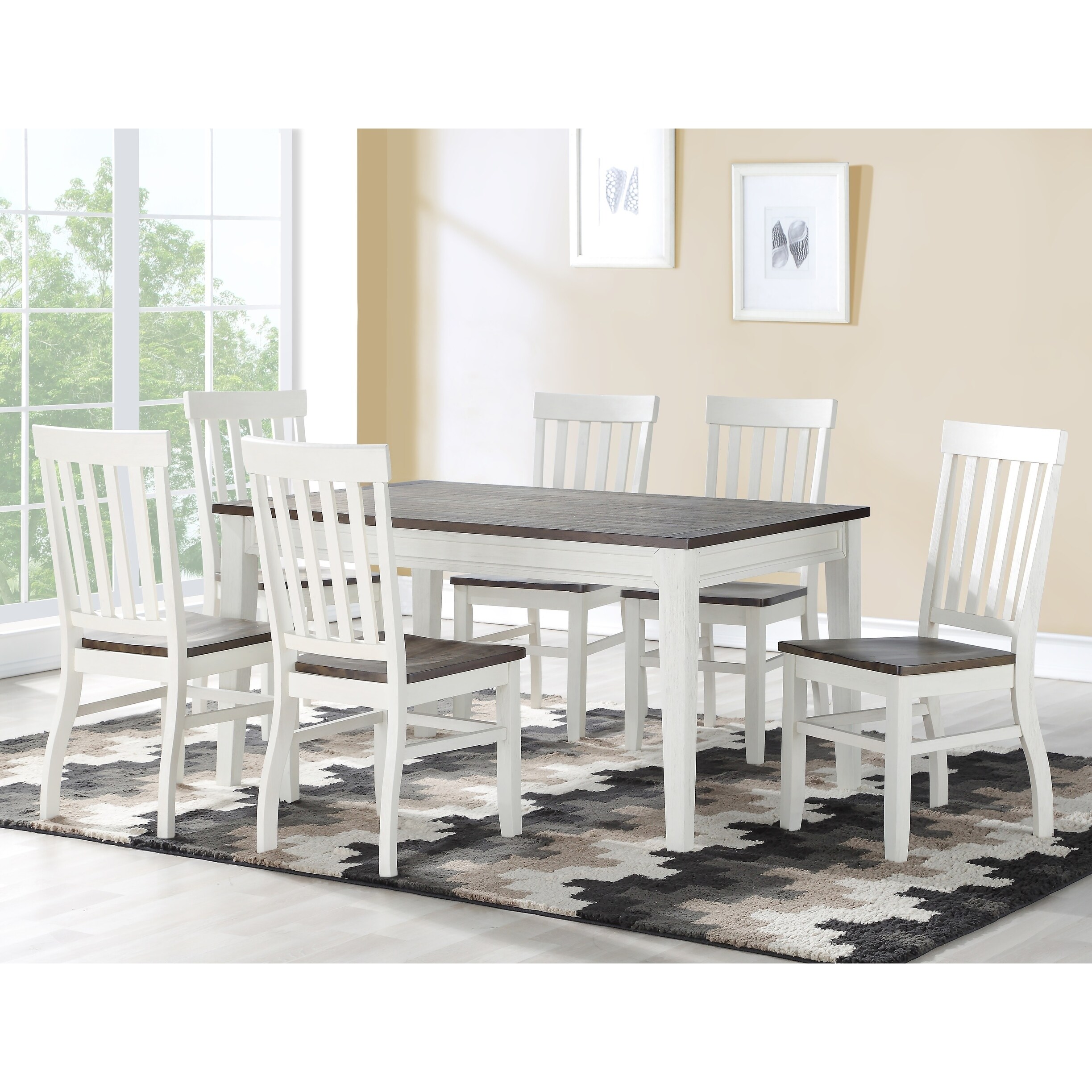 Crestwood Two Tone Farmhouse Wooden Dining Table By Greyson Living Ivory Driftwood N A