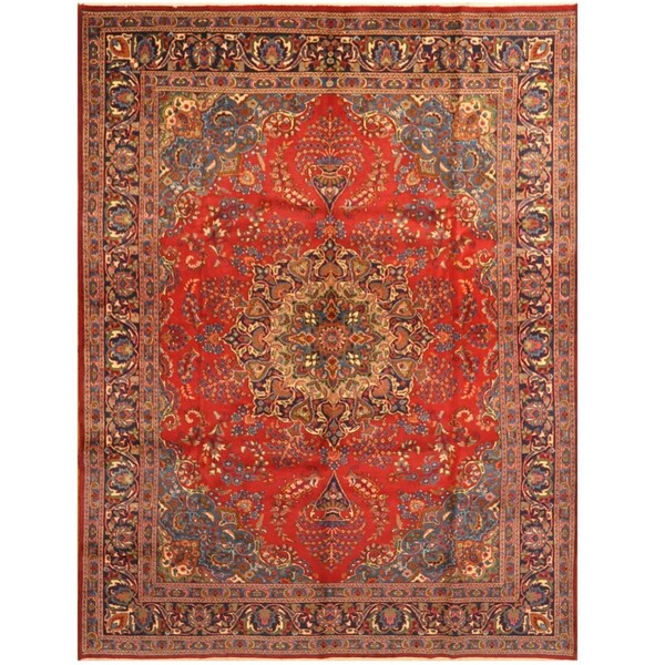Handmade One-of-a-Kind Mashad Wool Rug (Iran) - 9'10 x 13'