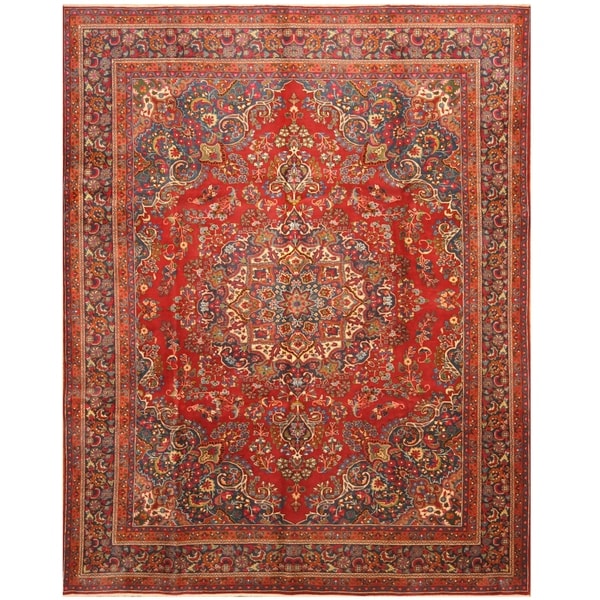 Handmade One-of-a-Kind Mashad Wool Rug (Iran) - 9'7 x 12'6