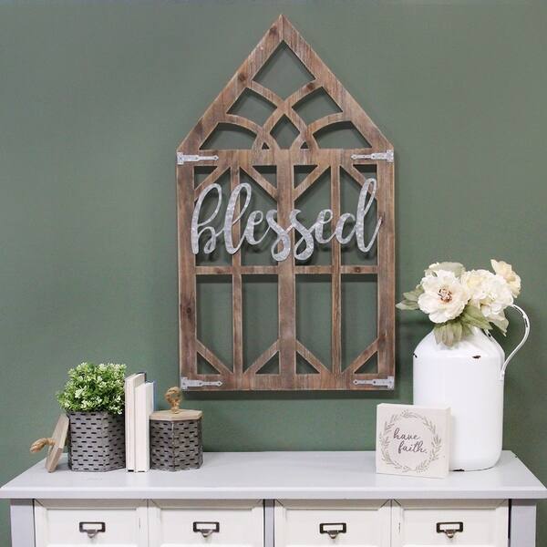Shop Stratton Home Decor Blessed Laser Cut Wood Window Frame Wall Decor Overstock 28423899
