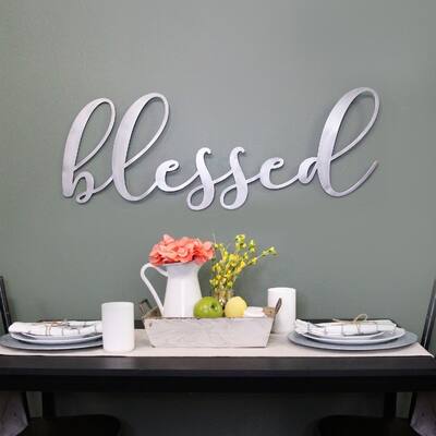 Porch & Den Oversized 'Blessed' Metal Sign - 10.00W X 1.50D X 34.00H