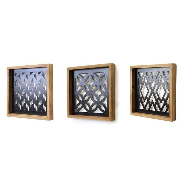 Shop Stratton Home Decor Modern Wood And Metal Laser Cut Set Wall