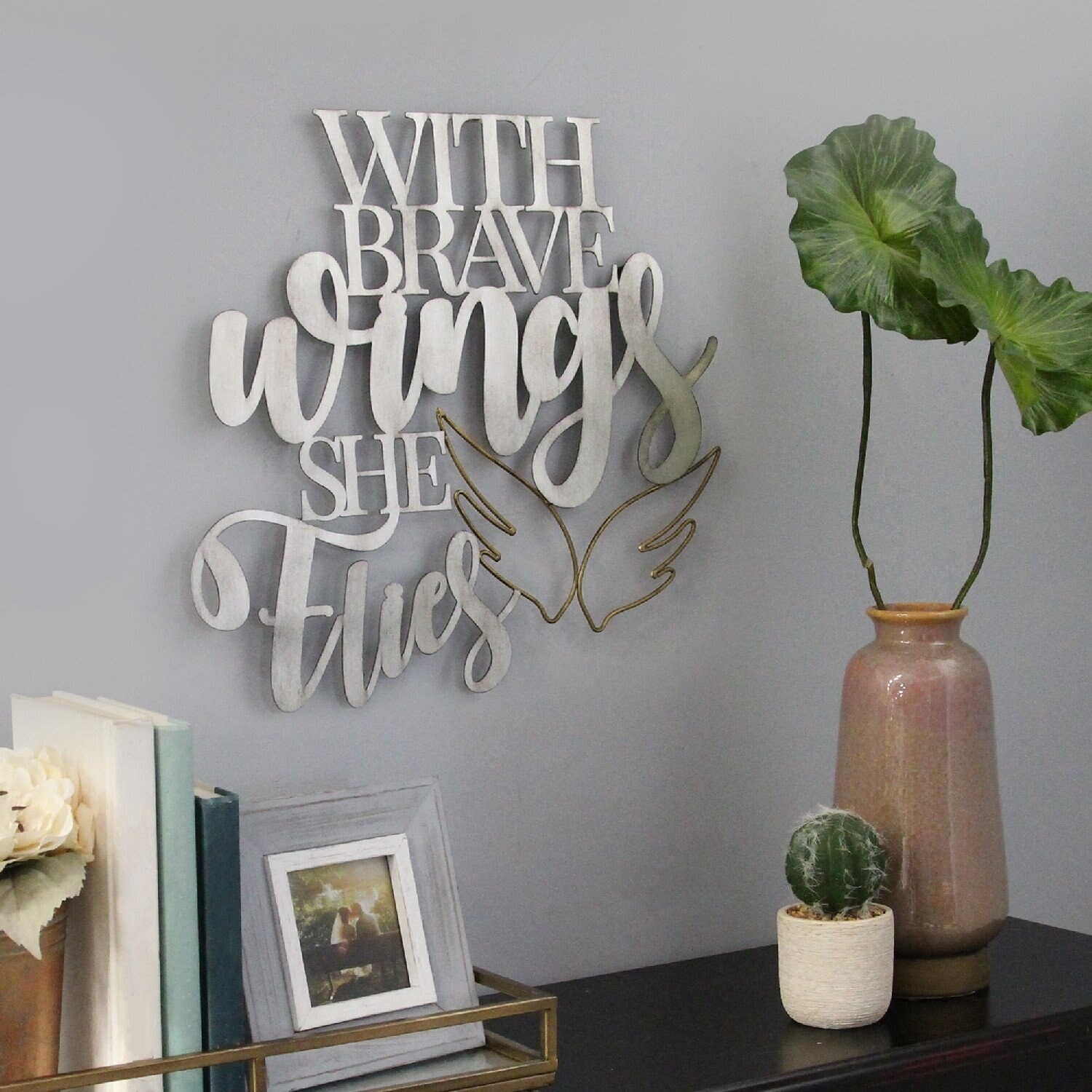 Stratton Home Decor With Brave Wings She Flies Metal Word Brave Wings She Flies Metal