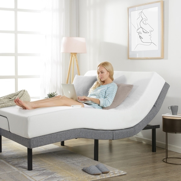 Adjustable Bed Base with Added Head Tilt/Wireless Remote Control, 5 Minute Assembly, Dual USB Charging Ports - Crown Comfort