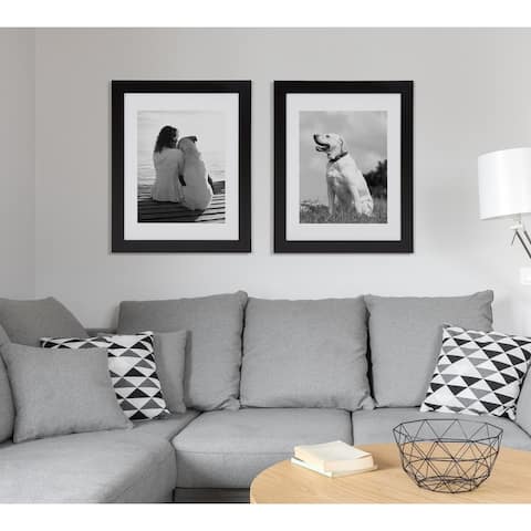 DesignOvation Museum 14x18 matted to 11x14 Wood Picture Frame, Set of 2