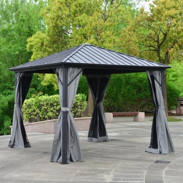 U Black Hardtop Gazebo With Mosquito Net And Curtain By U Black Hardtop Gazebo With