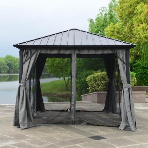 U Black Hardtop Gazebo With Mosquito Net And Curtain By U Black Hardtop Gazebo With