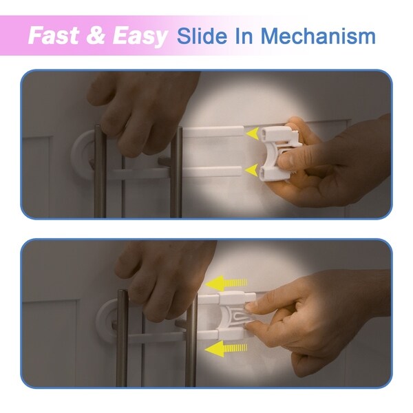 U Shape Sliding Safety Latch Lock by Jool Baby - Baby Proof Knobs Handles Doors Child Safety Sliding Cabinet Locks 4 Pack