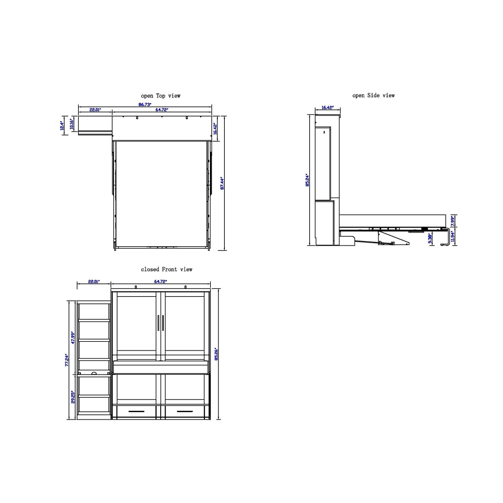 Shop Brentwood Queen Murphy Desk Bed With One Bookcase Free