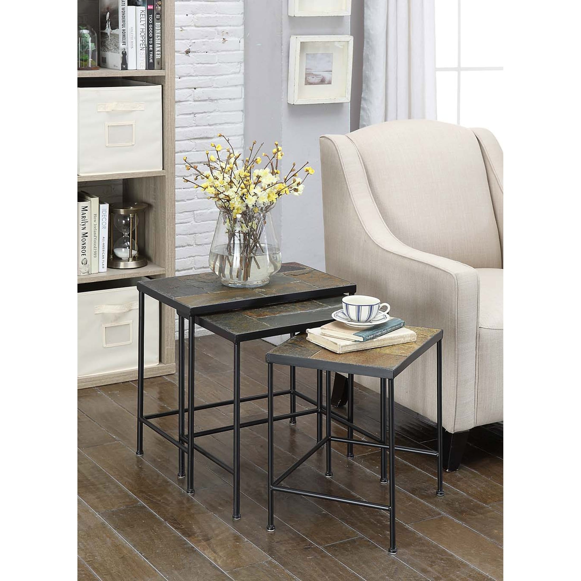 4D Concepts 3 Piece Nesting Table with Slate Top