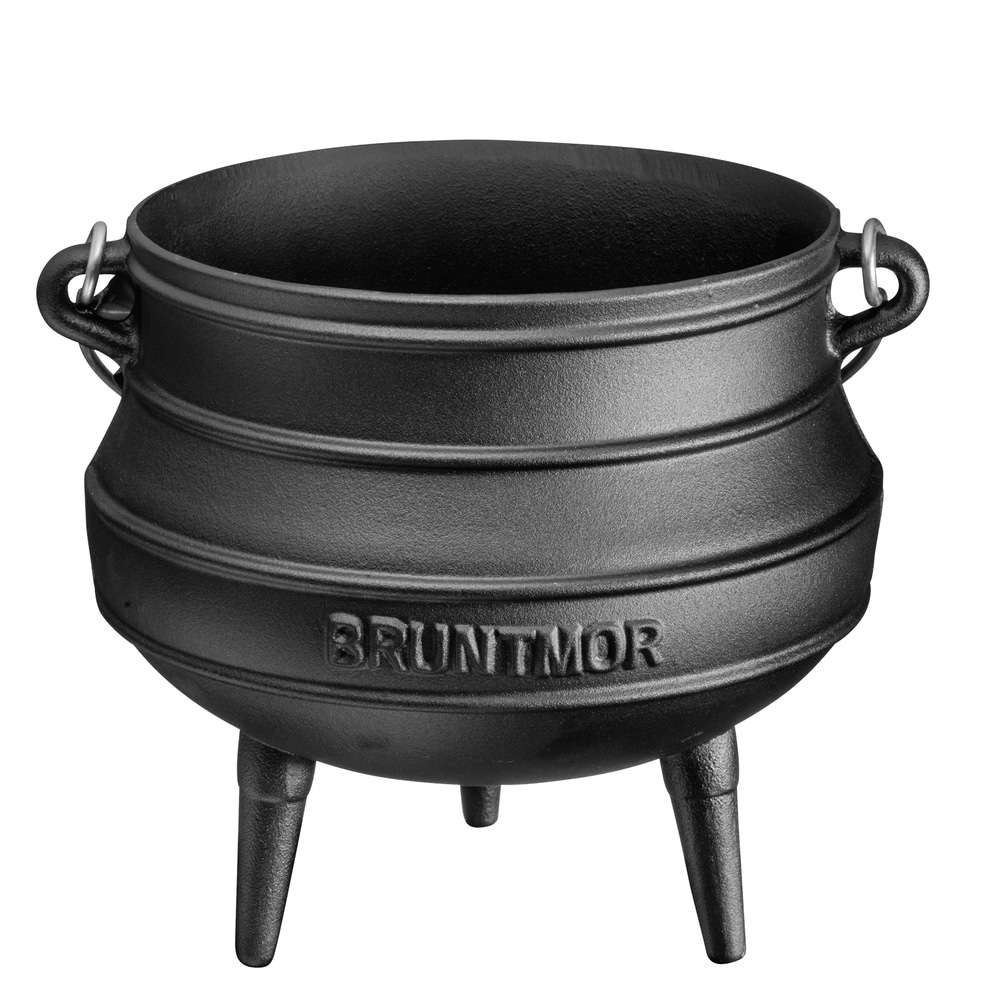 Bruntmor 10 Quarts Pre-Seasoned Cauldron Cast Iron Potjie Pot, 10