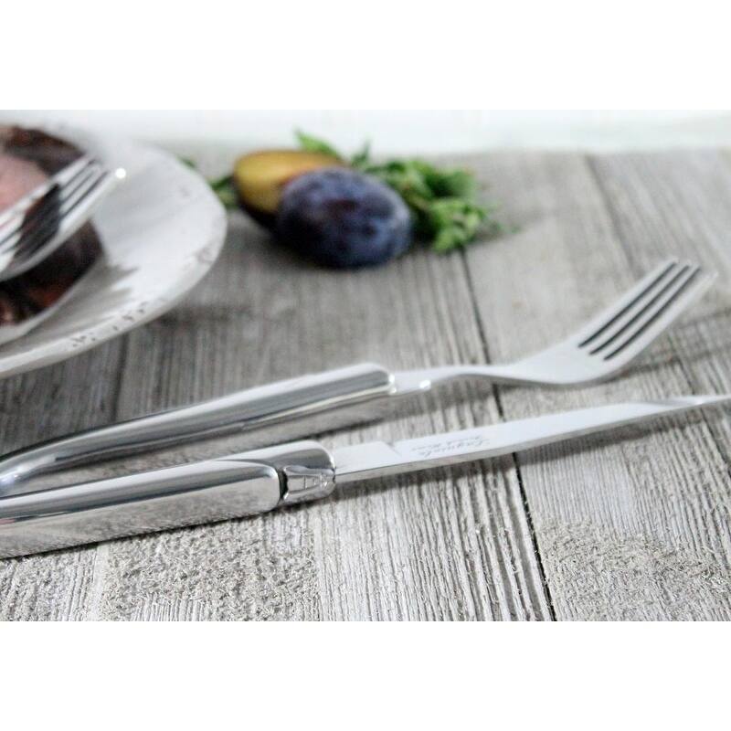 French Home Laguiole Connoisseur Stainless Steel 8-piece Steak Knife and Fork Set. - Silver