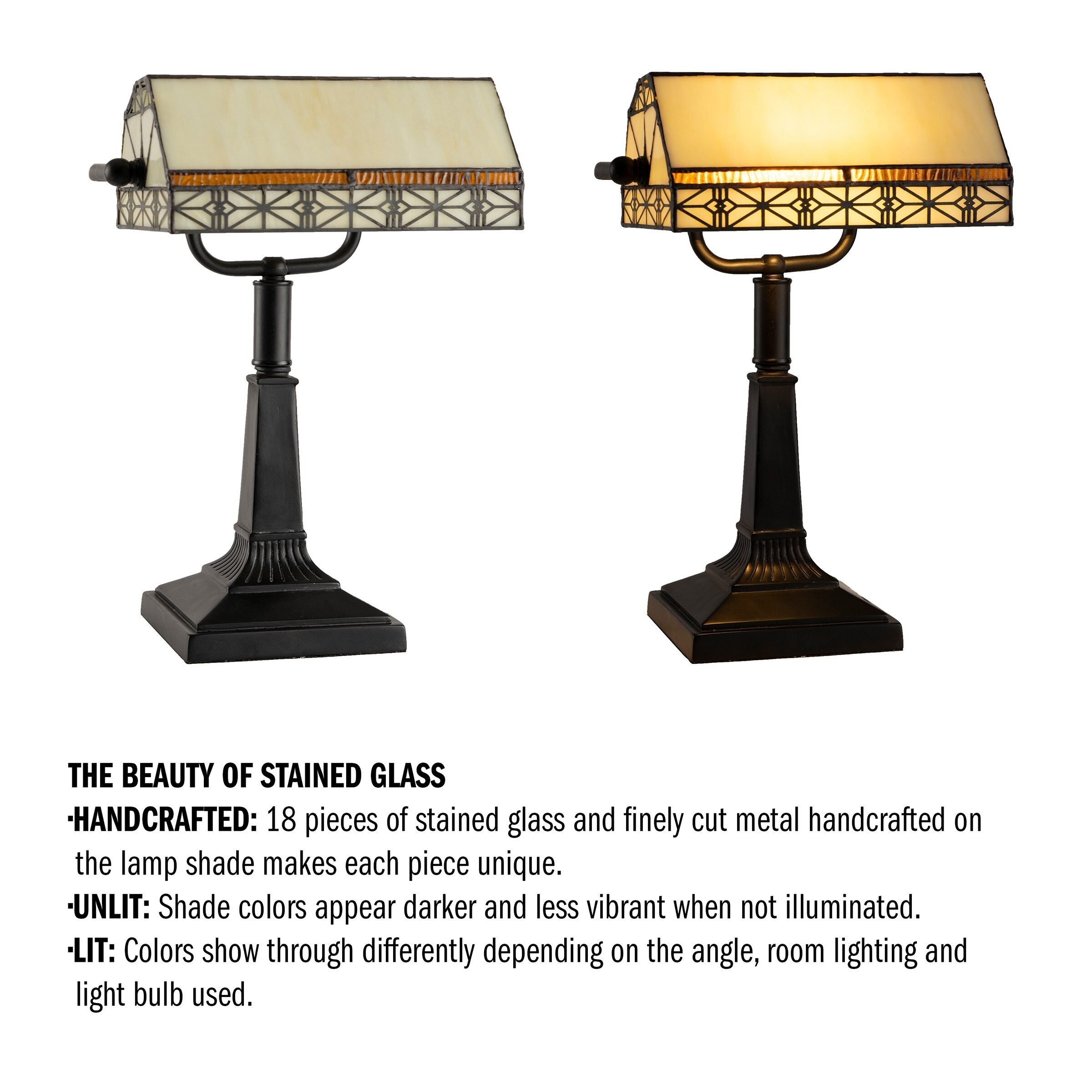 stained glass bankers lamp