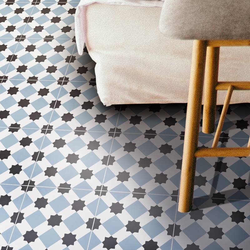 Handmade Ait Baha in Blue and Black Tile, Pack of 12 (Morocco)