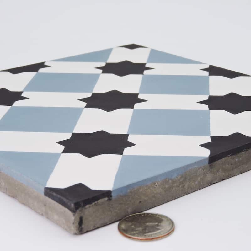Handmade Ait Baha in Blue and Black Tile, Pack of 12 (Morocco)
