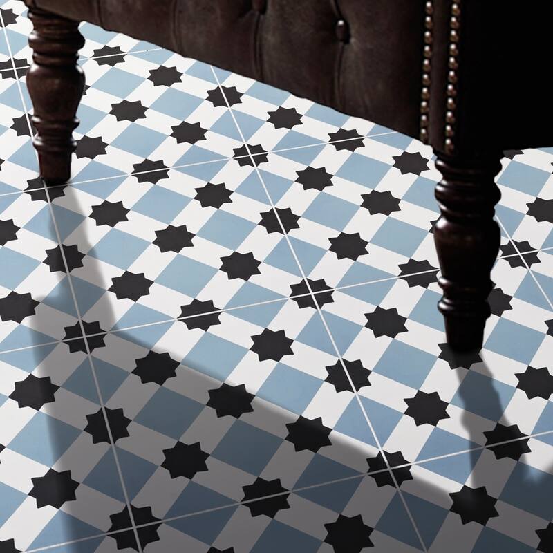 Handmade Ait Baha in Blue and Black Tile, Pack of 12 (Morocco)