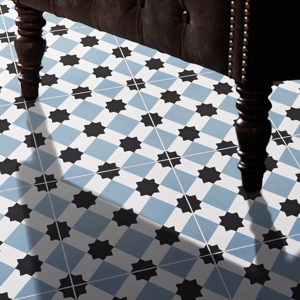 Handmade Ait Baha in Blue and Black Tile, Pack of 12 (Morocco)