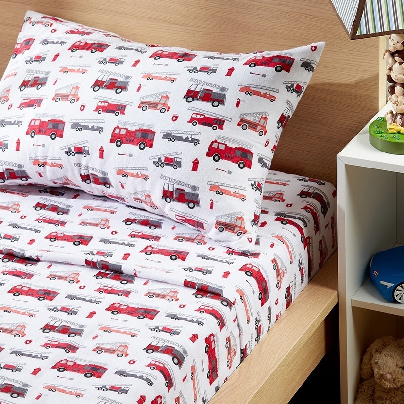 Shop Porch Den Sonnet Kid S Fire Truck Pattern Cotton Flannel