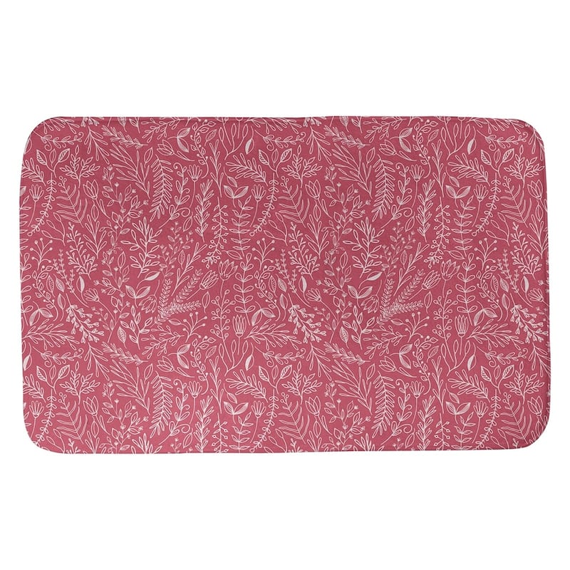 Classic Ditsy Floral Pattern Bath Mat - 17 x 24 - Red