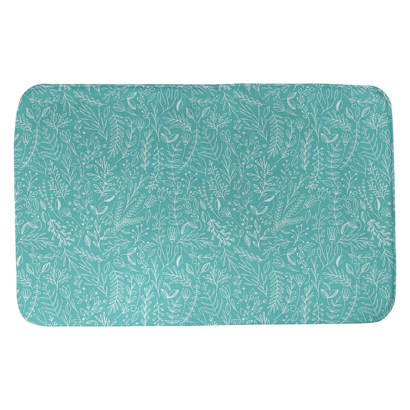 Classic Ditsy Floral Pattern Bath Mat - 17 x 24 - Teal