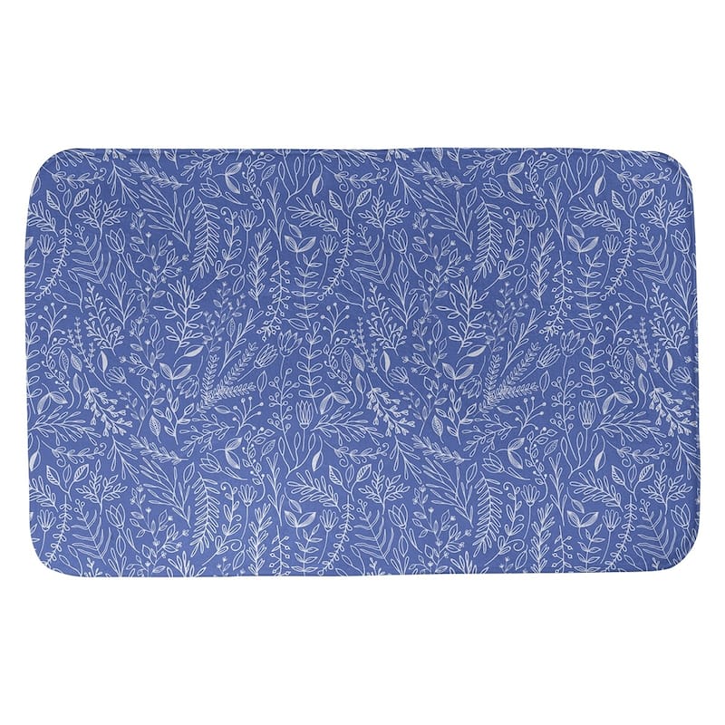 Classic Ditsy Floral Pattern Bath Mat - 17 x 24 - Blue