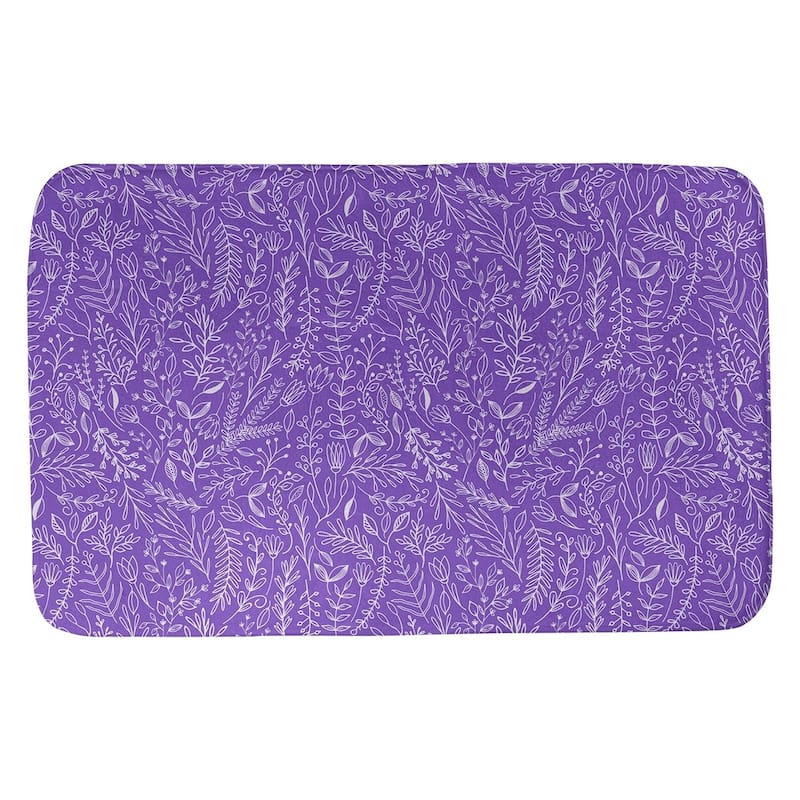 Classic Ditsy Floral Pattern Bath Mat - 21 x 34 - Purple