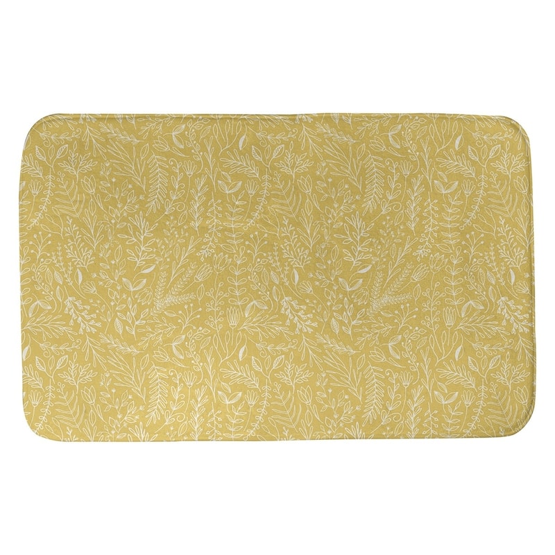 Classic Ditsy Floral Pattern Bath Mat - 17 x 24 - Yellow