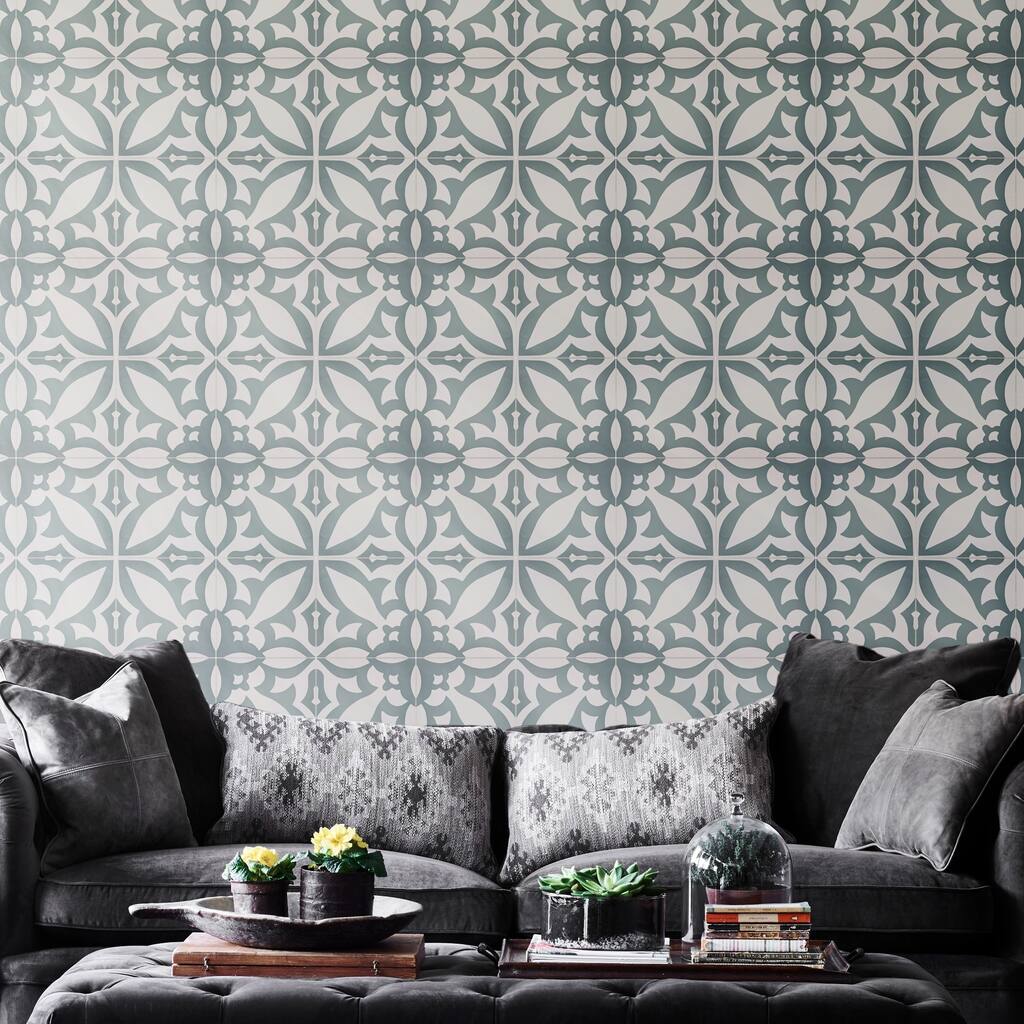 Handmade Meknes 8''x8'' in Green and White Tile, Pack of 12 (Morocco)