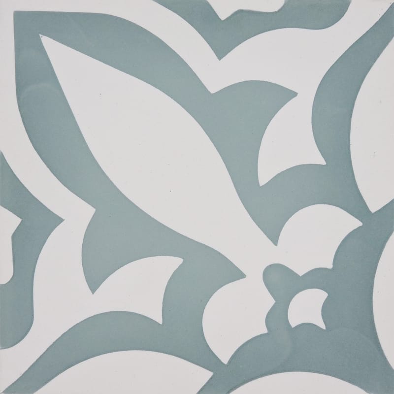 Handmade Meknes 8''x8'' in Green and White Tile, Pack of 12 (Morocco)
