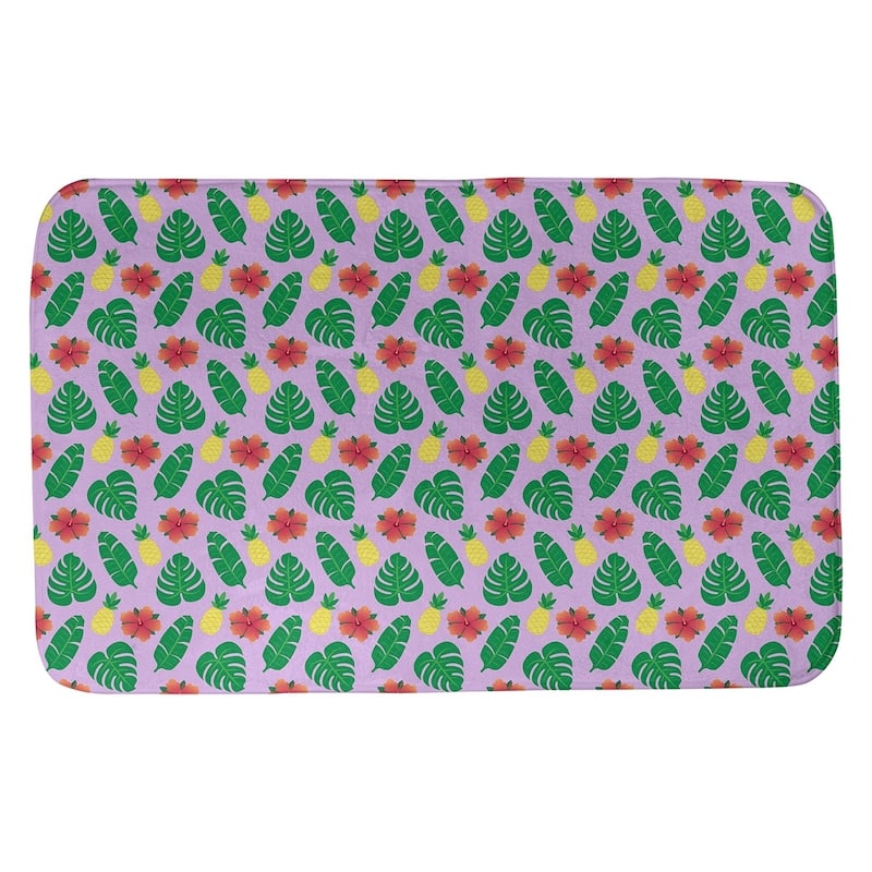 Tropical Pattern Bath Mat - 17 x 24 - Purple