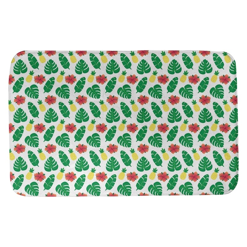 Tropical Pattern Bath Mat - 21 x 34 - White