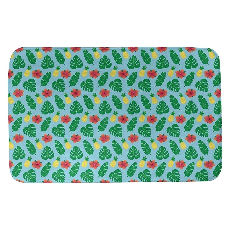 Tropical Pattern Bath Mat - 17 x 24 - Blue