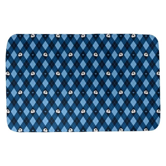 Argyle Skulls Pattern Bath Mat - 17 x 24 - Blue