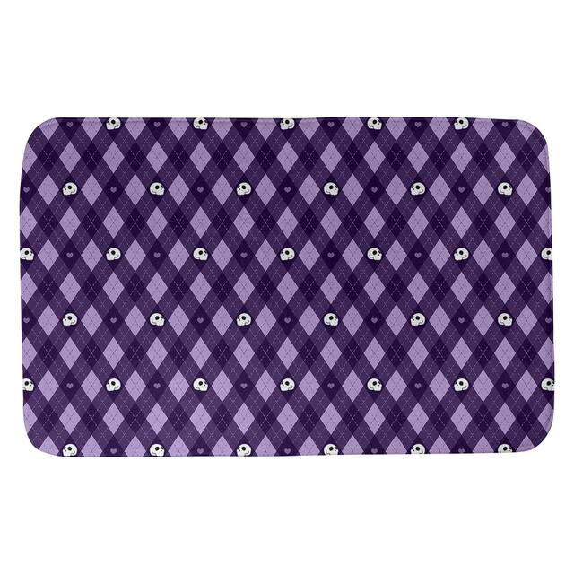 Argyle Skulls Pattern Bath Mat - 17 x 24 - Purple