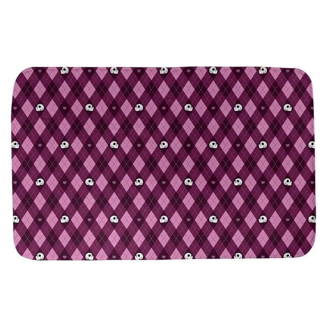 Argyle Skulls Pattern Bath Mat - 21 x 34 - Pink