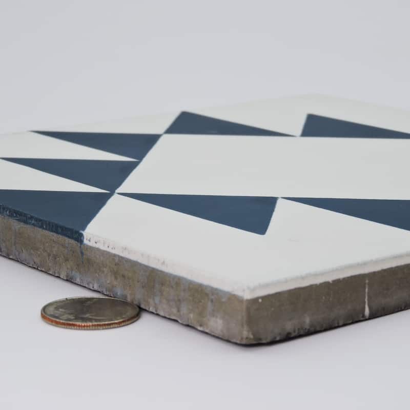 Handmade Rissani in White-Navy Blue Tile, Pack of 12 (Morocco)