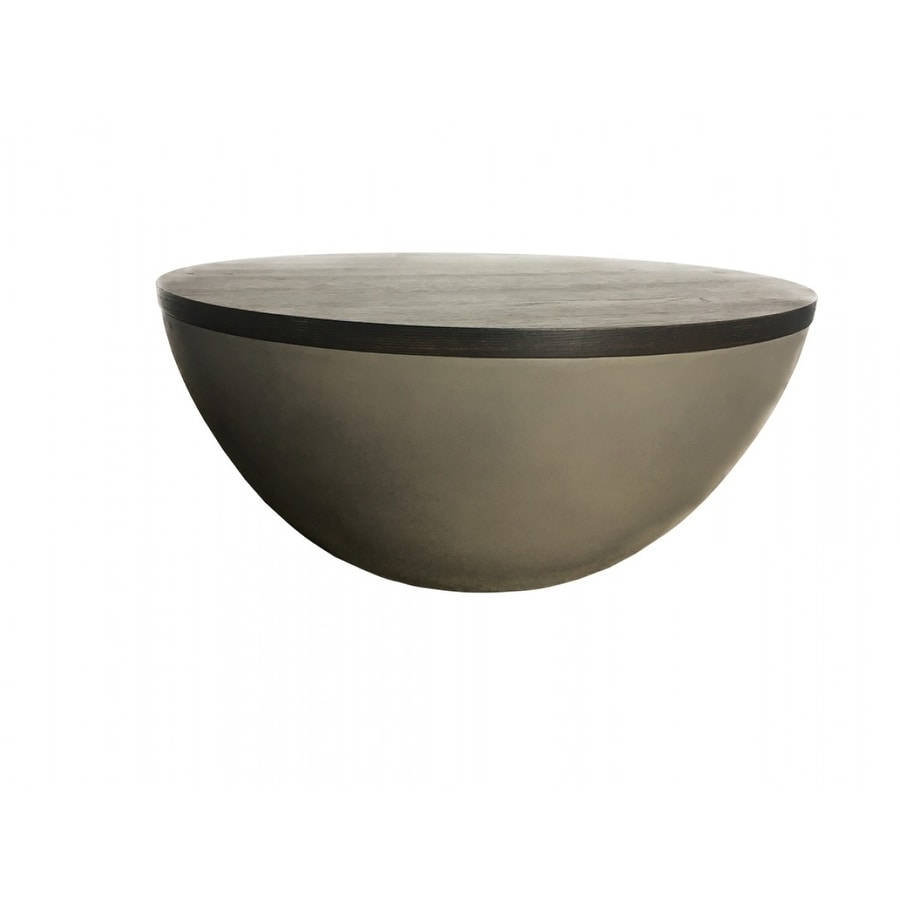 Modrest Marie Modern Concrete Brown Oak Round Coffee Table Modrest Marie Modern Concrete Brown Oak Round Coffee Table
