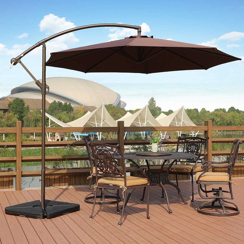 Overstockcrestlive Products Patio Luxury 12 Ft Double Top Round Offset Umbrella Tan Dailymail